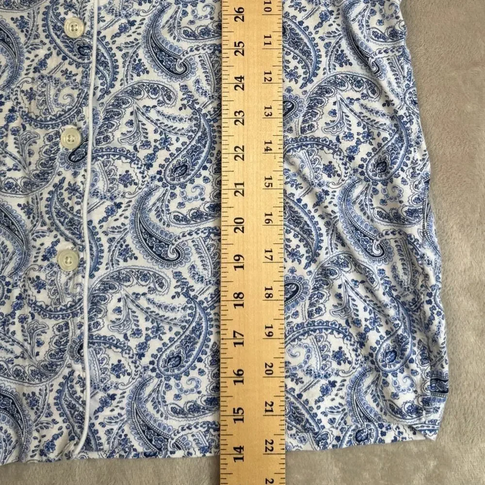Ralph Lauren Pajama SET Womens Medium Blue Paisley Top Shorts Lounge Preppy